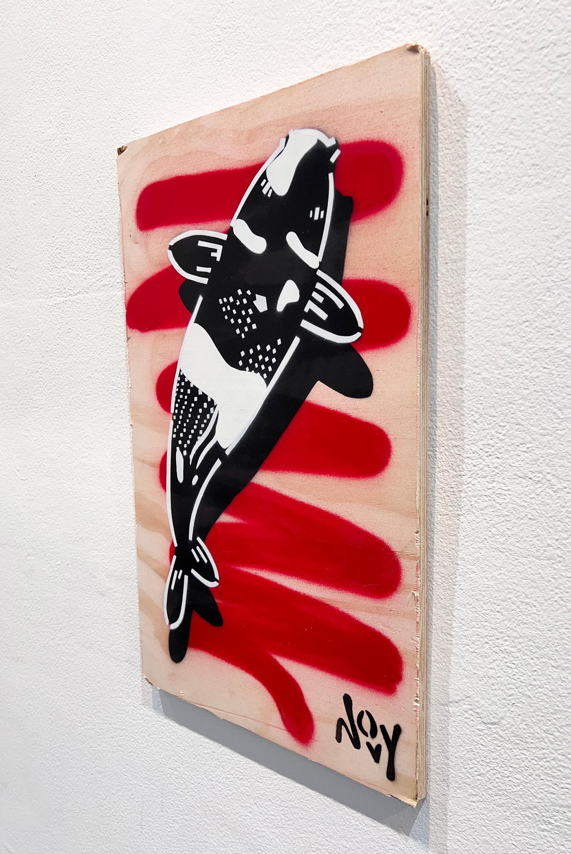 Novys bekannteste Serie von Koi-Fischen verweist auf Propagandaplakate und antiautoritäre Symbole in der chinesischen Kunst des Kommunismus. Koi symbolisieren traditionell die Lektionen und Prüfungen, denen der Mensch im Leben oft begegnet, und da