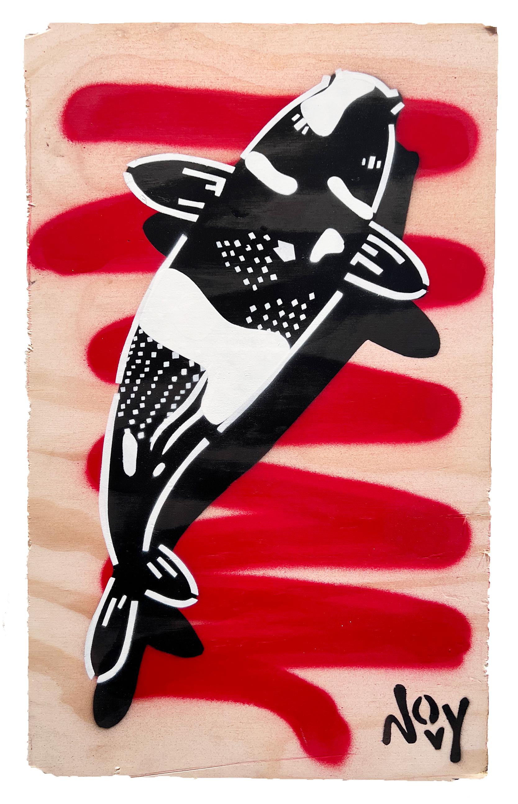 Jeremy Novy Animal Painting – sperity 1 – Koi-Stickerei-Kunst