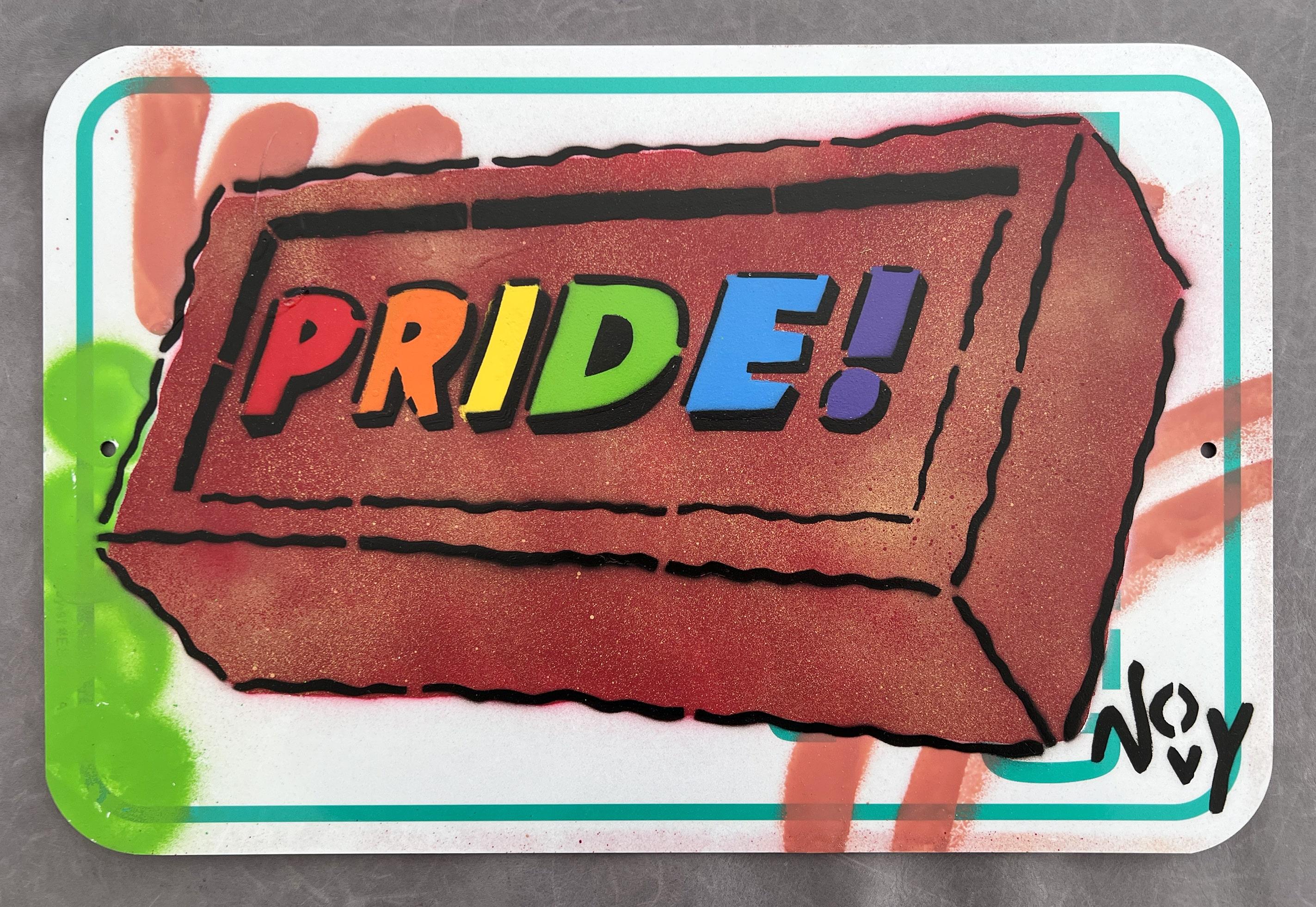 Stonewall Riots (NYC 1969) - Queer Street Art Stonewall Riots Sign - Painting by Jeremy Novy