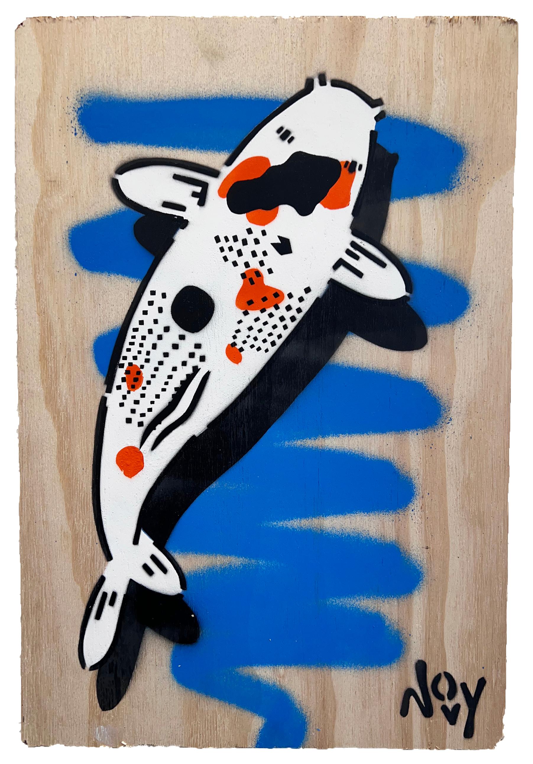 Jeremy Novy Animal Painting - Strength III - Blue Koi Street Art