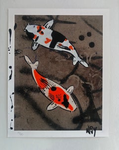 "Dual City Koi" - Stampe giclée di Koi stencilate a mano in edizione limitata