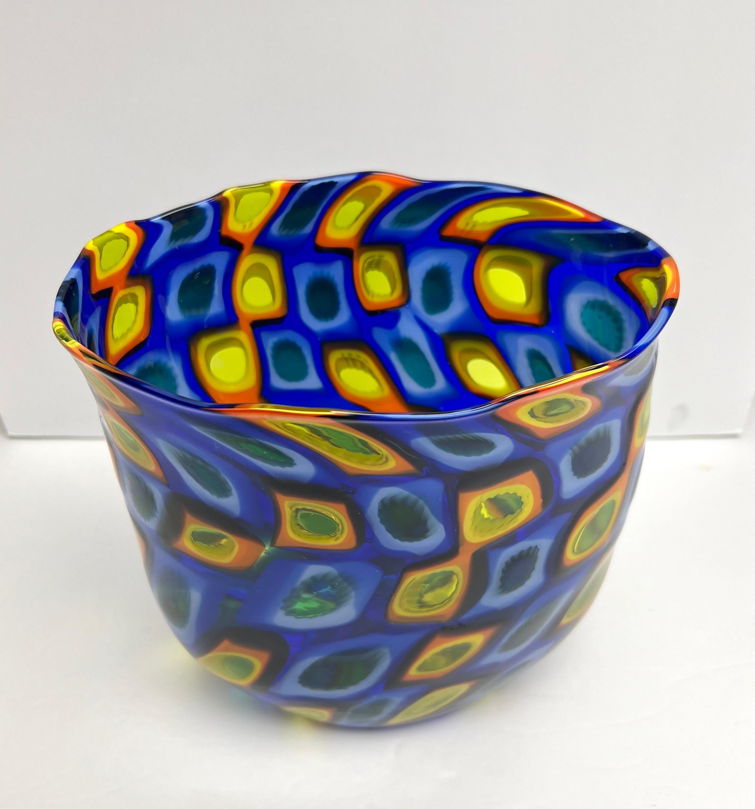 American Jeremy Popelka Art Glass Murrini Vase 2001 For Sale