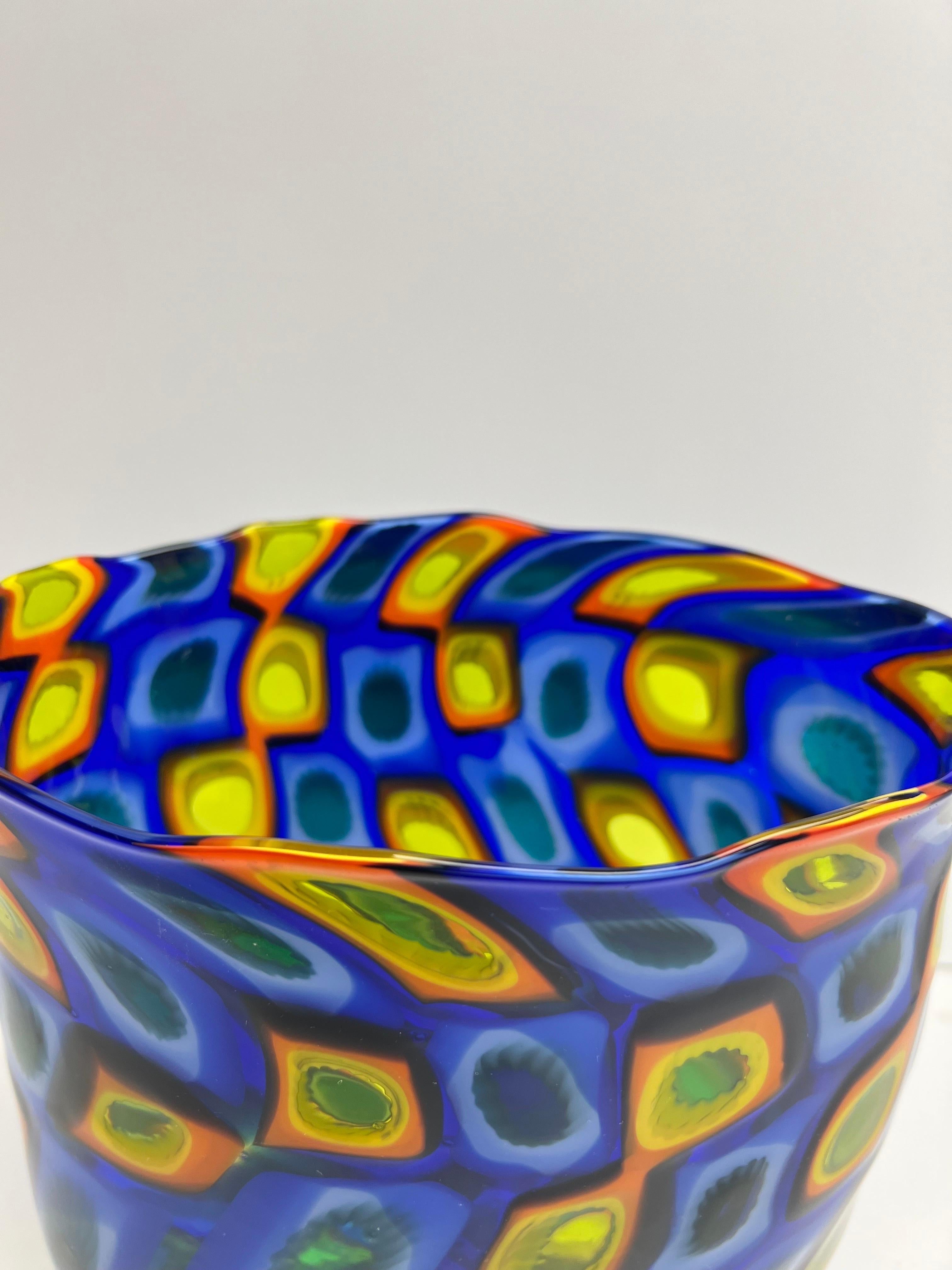 Contemporary Jeremy Popelka Art Glass Murrini Vase 2001 For Sale