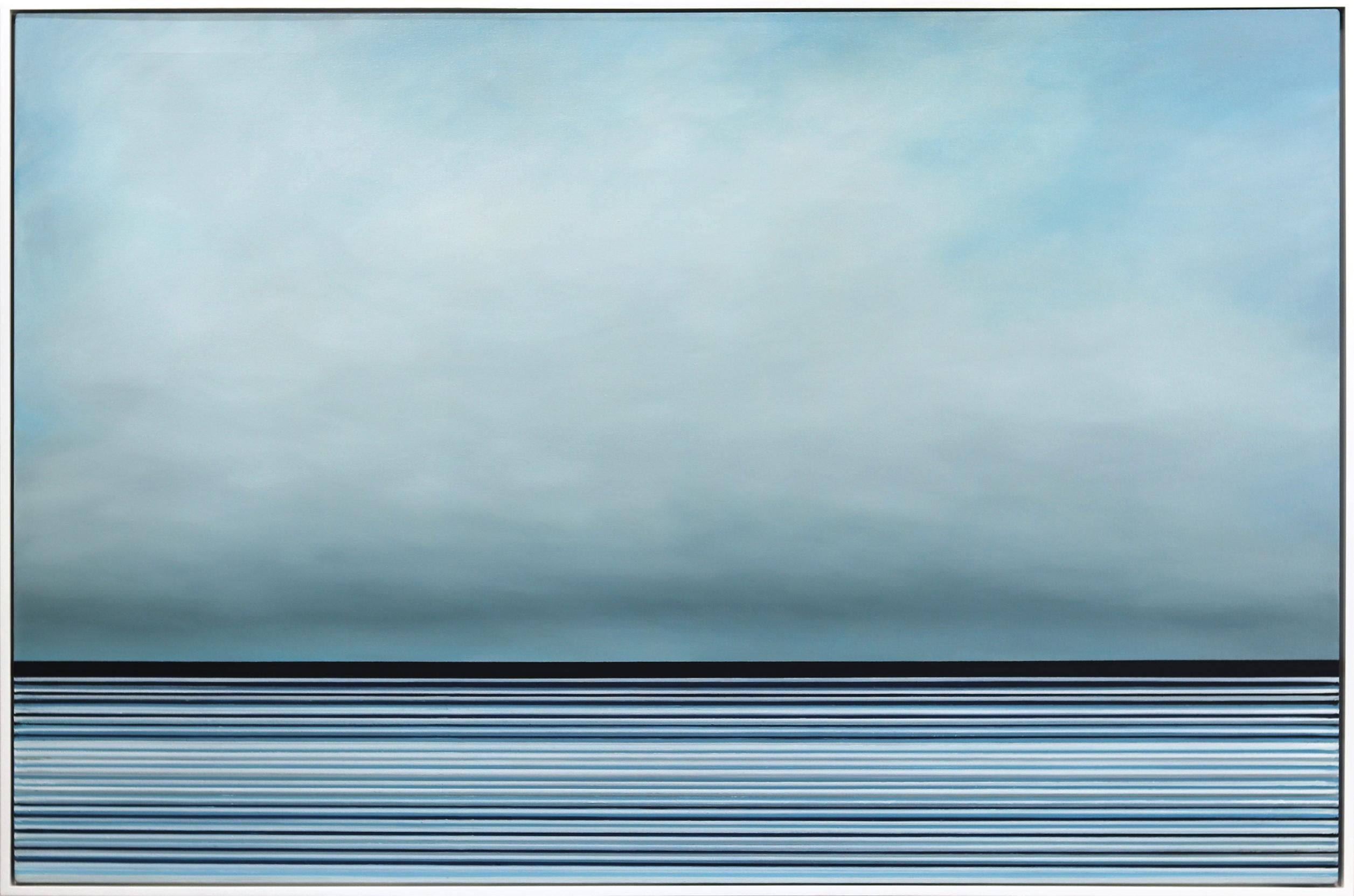 Untitled No. 443 - Framed Contemporary Minimalist Blue Artwork