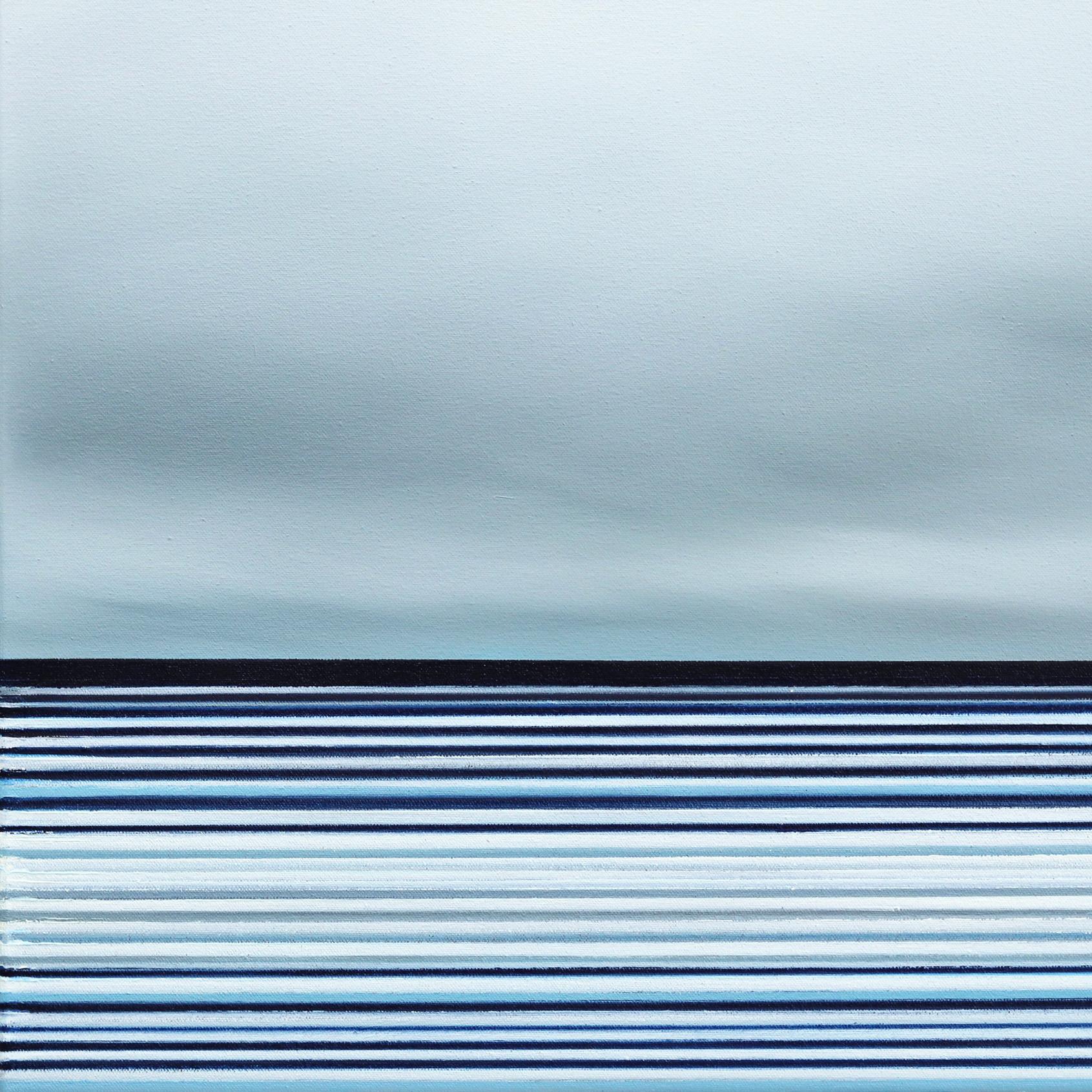 Untitled No. 545 - Framed Contemporary Minimalist Blue Artwork 4