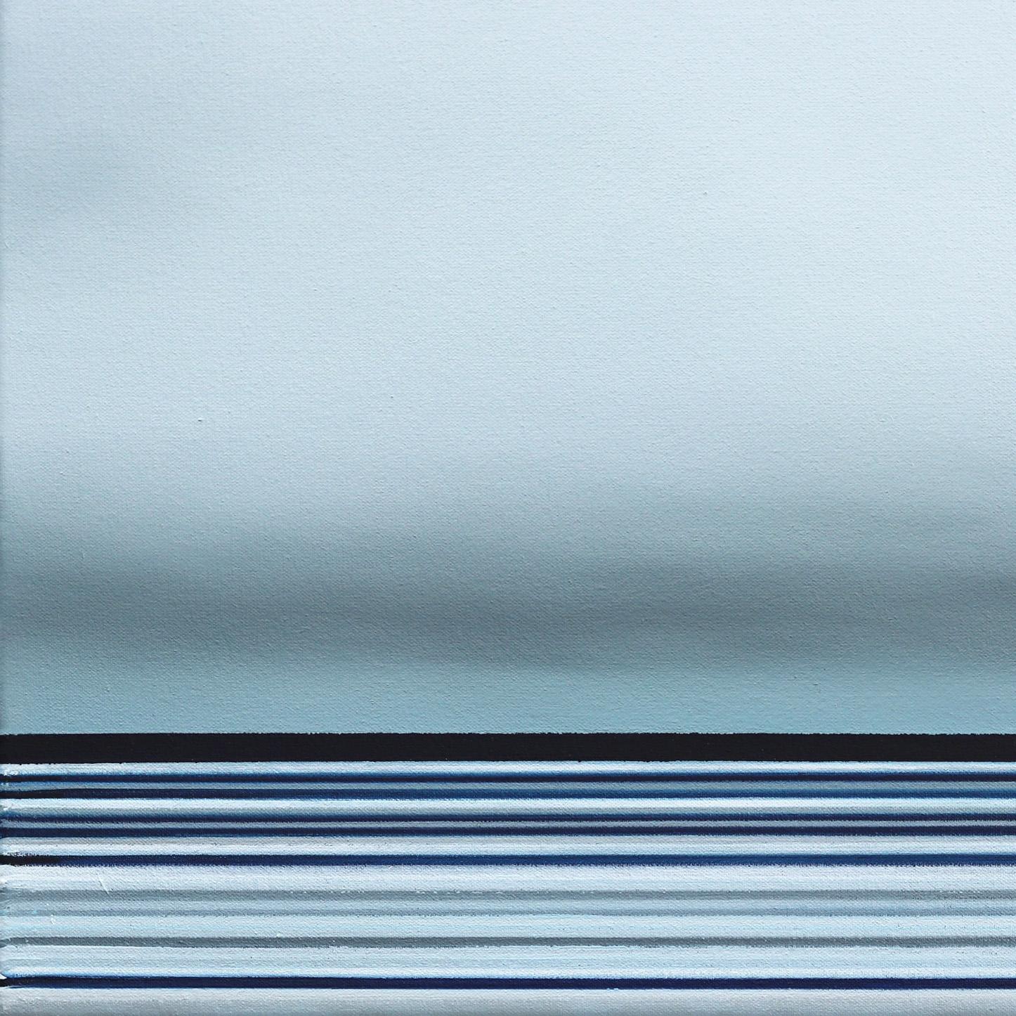 Untitled No. 566 - Framed Contemporary Minimalist Blue Artwork 3