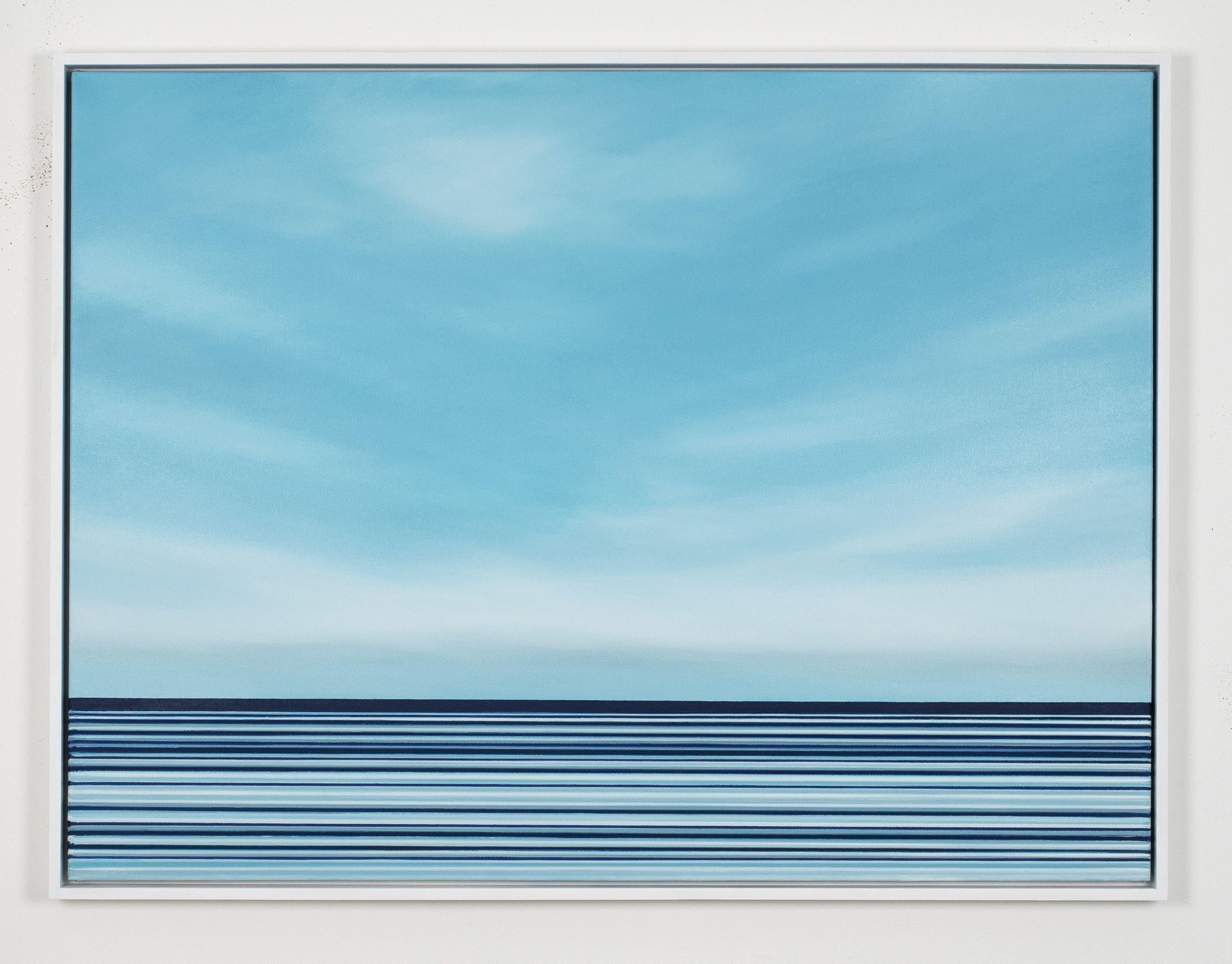 Original minimalist seascape painting. Inspired by the coastline of the Pacific Ocean, with the multiple horizon lines referencing the continuous rhythm of the sea.    Created using oil paint on gallery wrapped cotton canvas. The sides of the