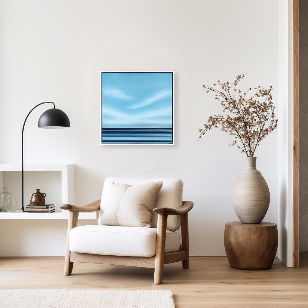 Untitled No. 704 - Framed Contemporary Ocean Sky Minimalist Blue Artwork - Painting by Jeremy  Prim