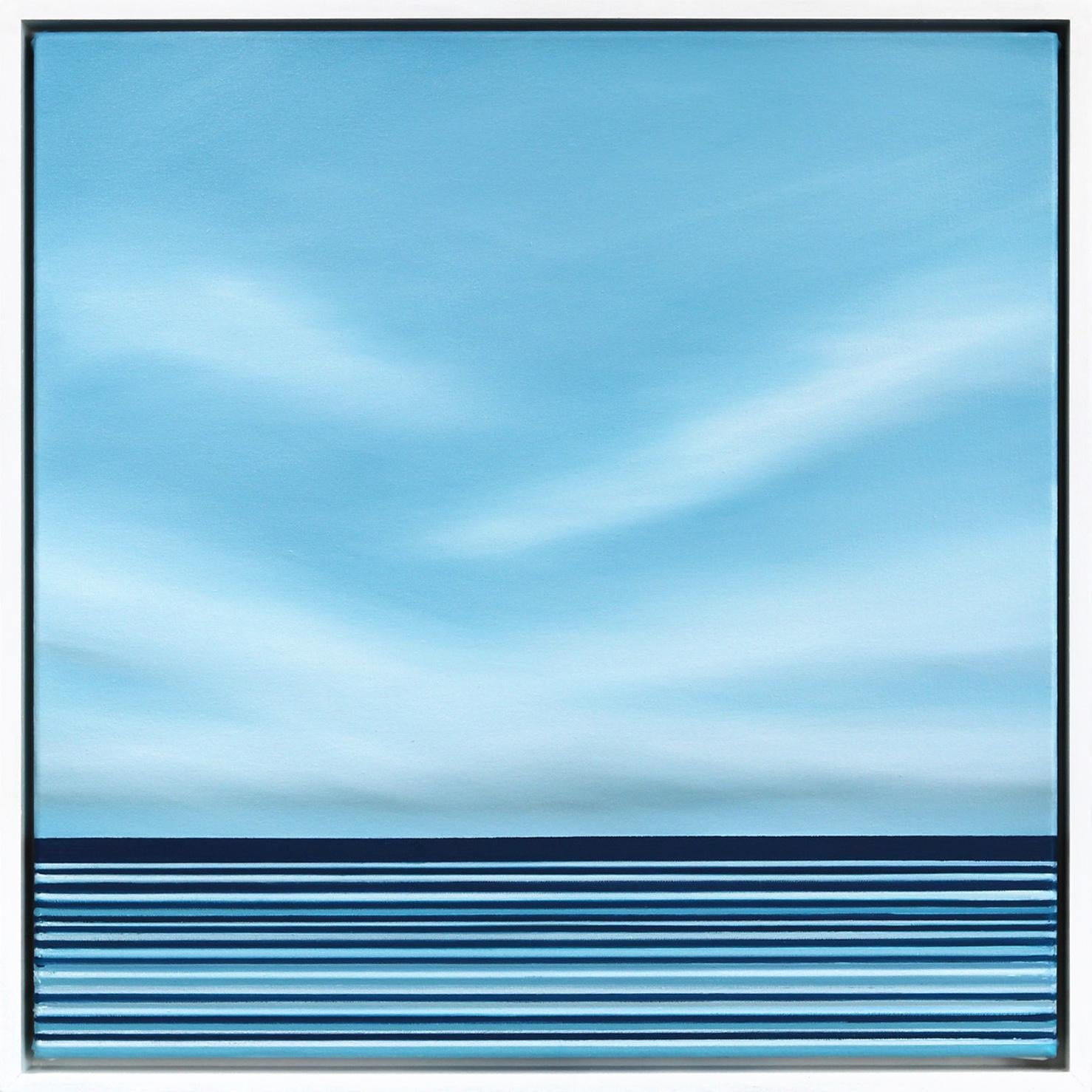 Sin título nº 704 - Obra de arte contemporánea enmarcada Cielo oceánico azul minimalista