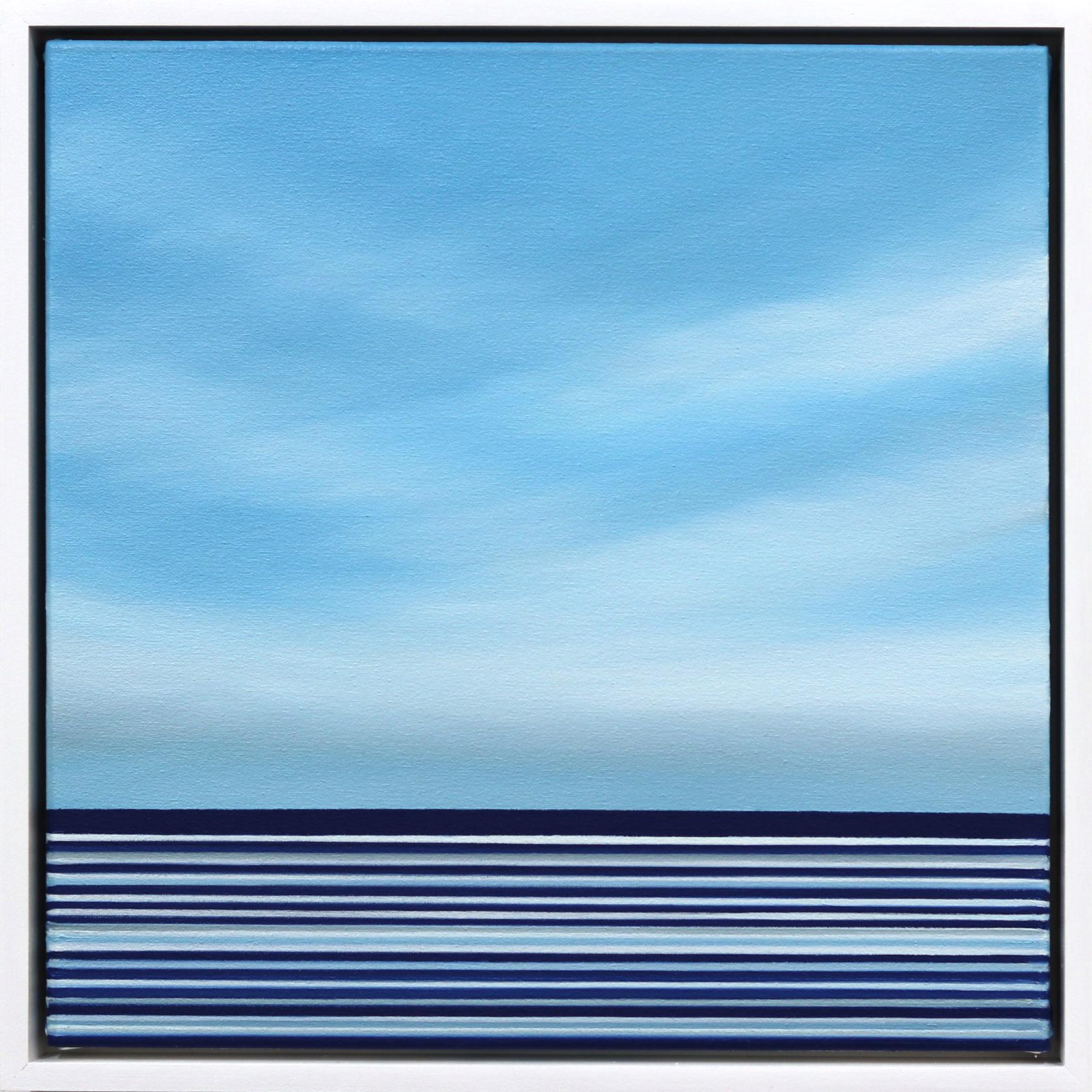 „Ohne Titel Nr. 731“ – Original gerahmte abstrakte minimalistische Meereslandschaft
