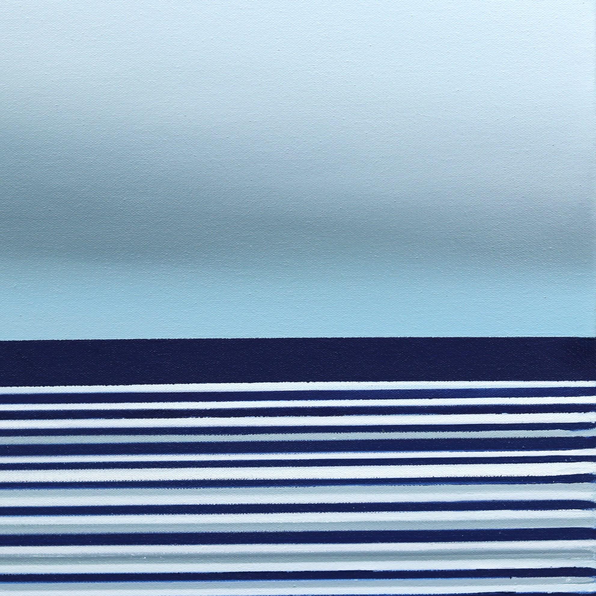 Ohne Titel Nr. 733 – Großes gerahmtes zeitgenössisches minimalistisches blaues Kunstwerk im Angebot 1