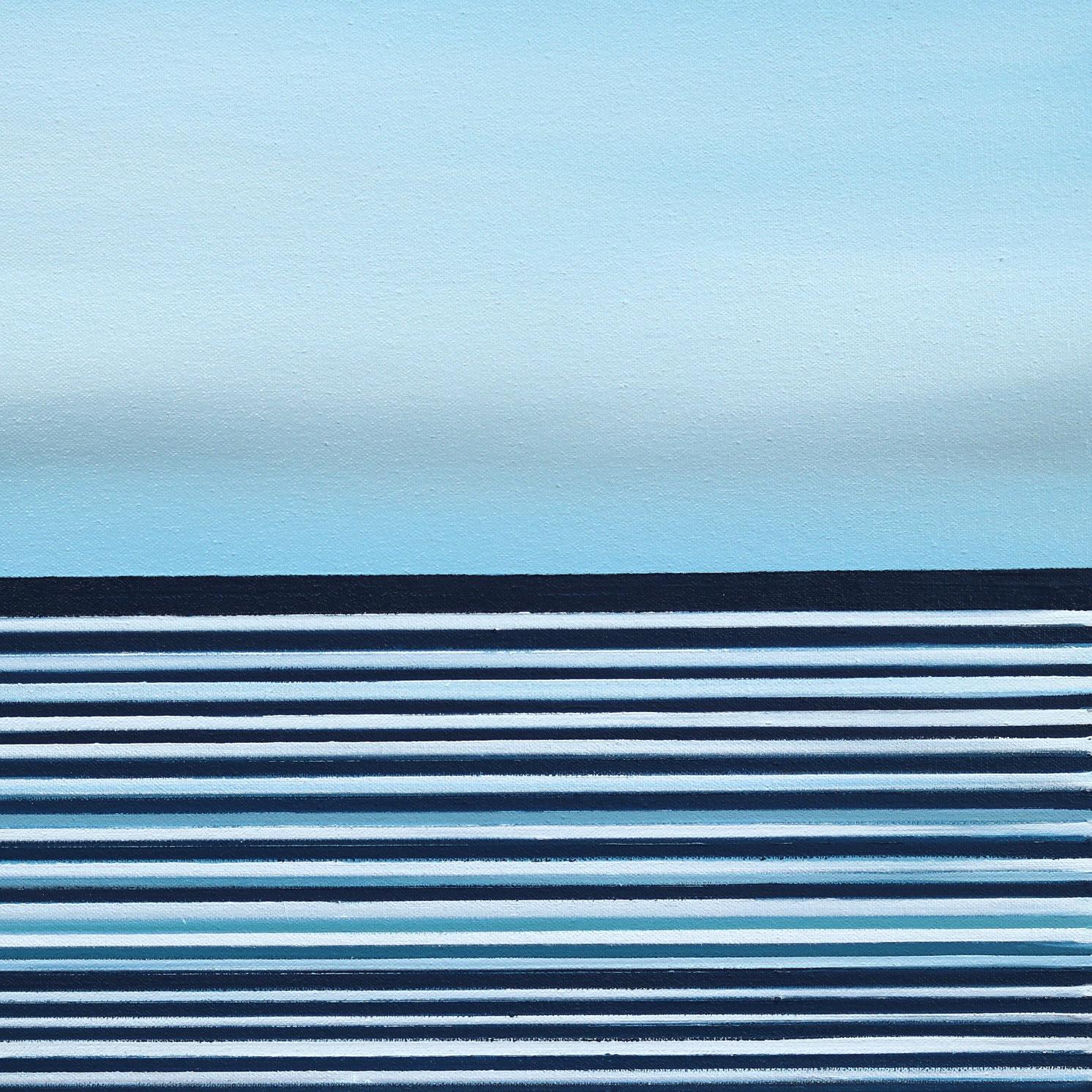 Œuvre d'art contemporaine bleue minimaliste sans titre n° 756 encadrée en vente 5