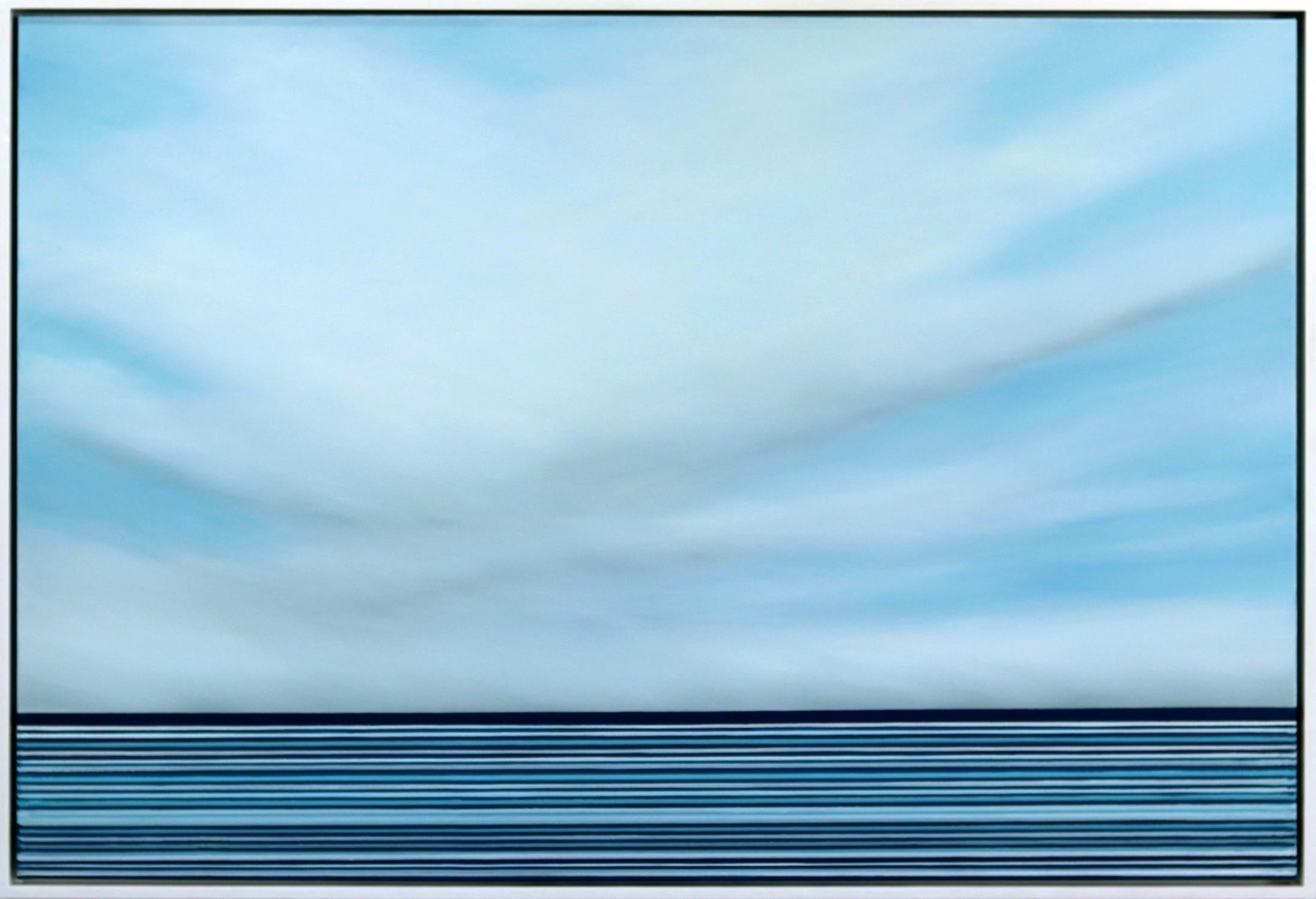 Untitled No. 762 - Framed Contemporary Minimalist Blue Landscape Ocean Artwork - Mixed Media Art by Jeremy  Prim