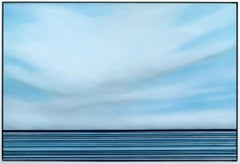 Used Untitled No. 762 - Framed Contemporary Minimalist Blue Landscape Ocean Artwork