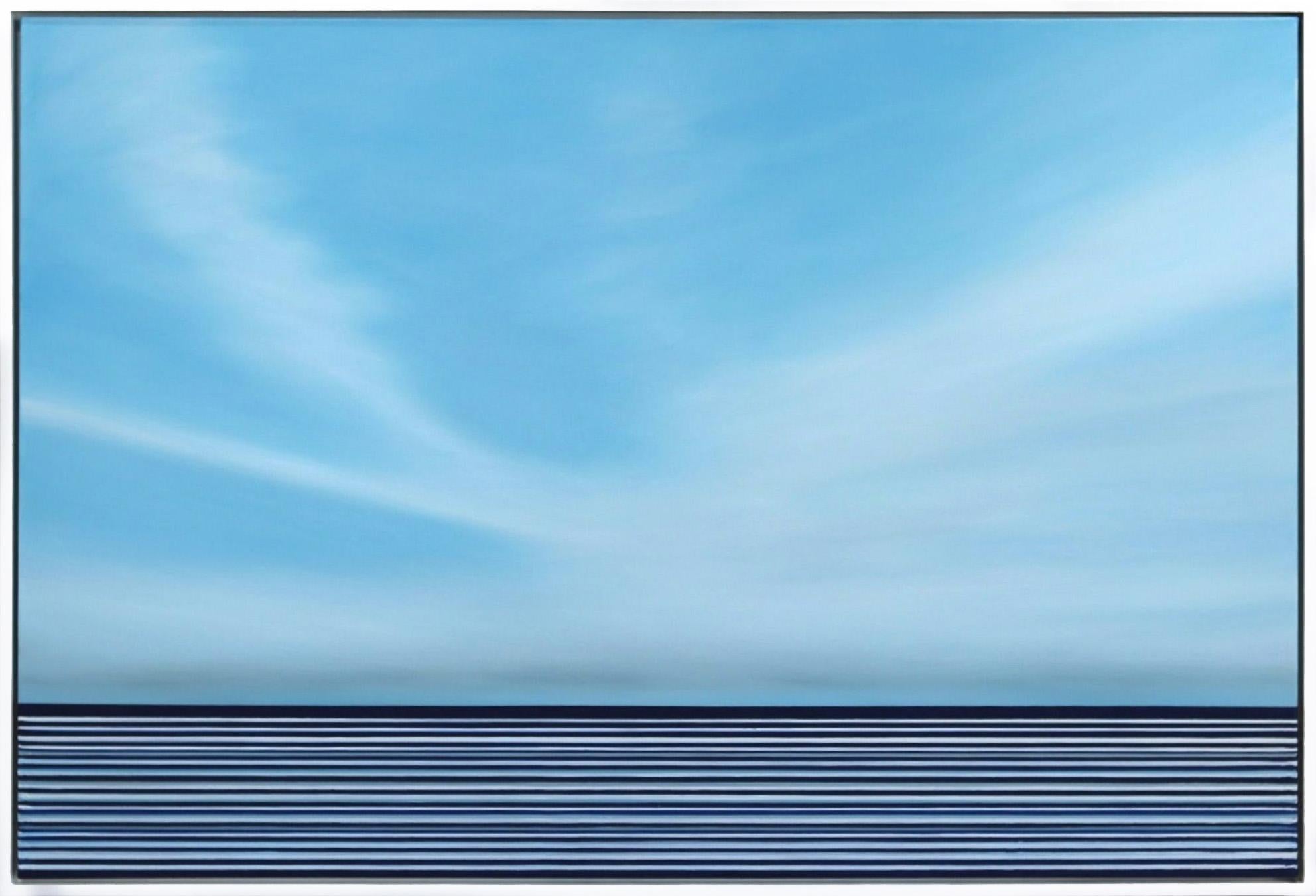 Œuvre d'art contemporaine bleue minimaliste sans titre n° 763 encadrée