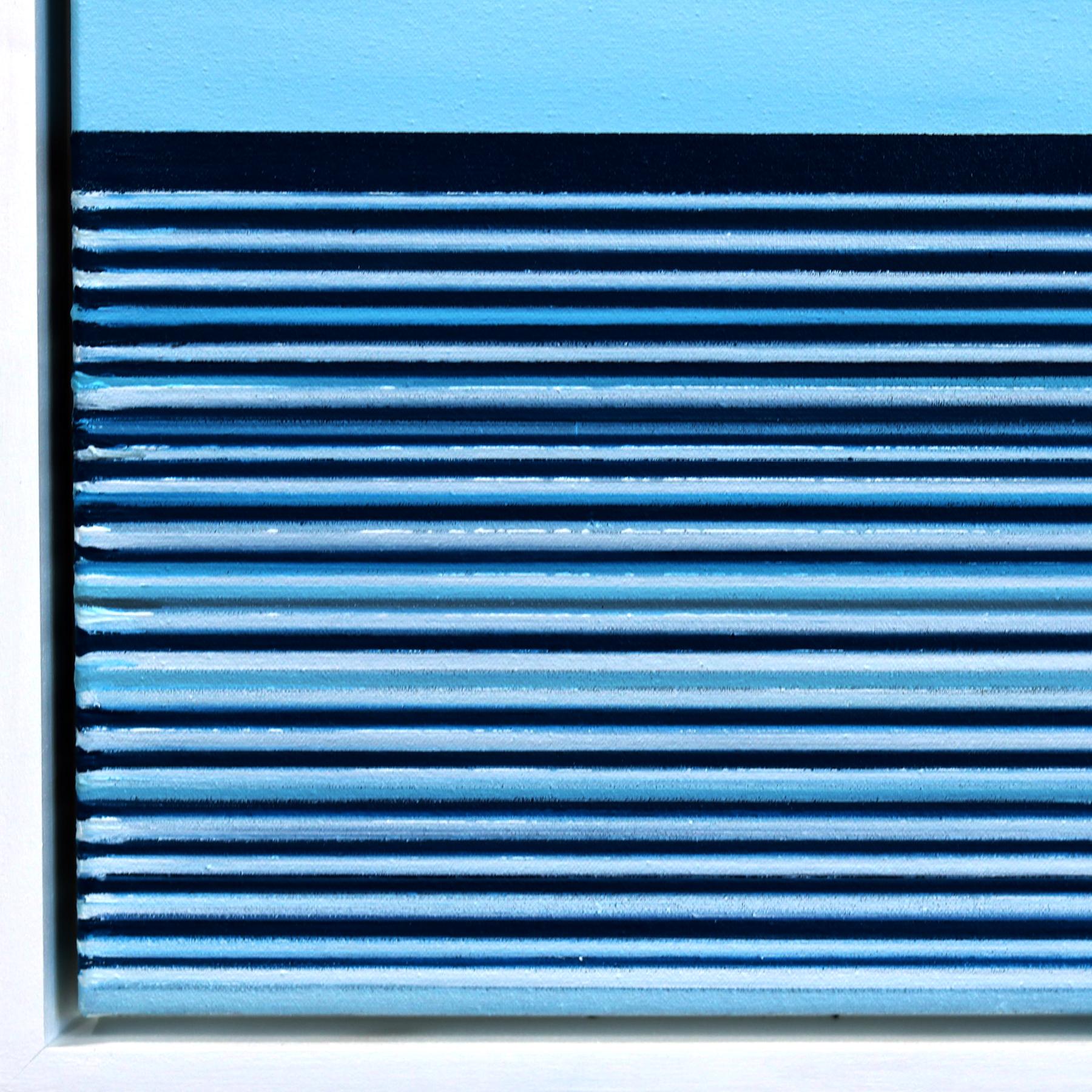Untitled No. 764 - Framed Contemporary Minimalist Ocean Coastline Blue Artwork For Sale 3