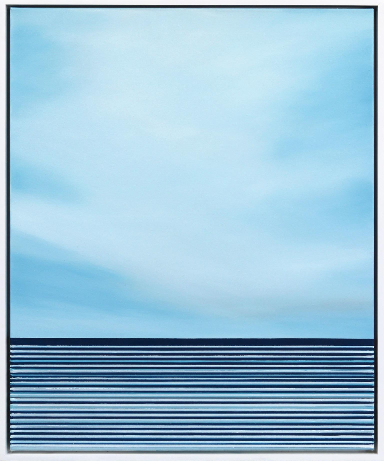 Untitled No. 764 - Framed Contemporary Minimalist Ocean Coastline Blue Artwork