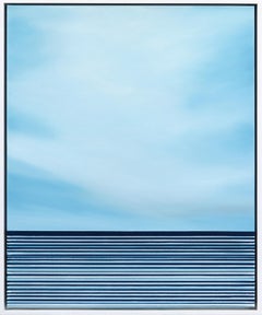 Untitled No. 764 - Oeuvre d'art contemporain minimaliste encadrée Océan Littoral Bleu