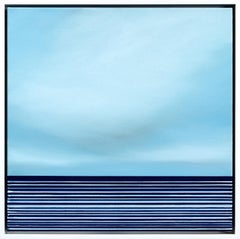 "Untitled No. 768" - Œuvre d'art contemporaine minimaliste bleue encadrée