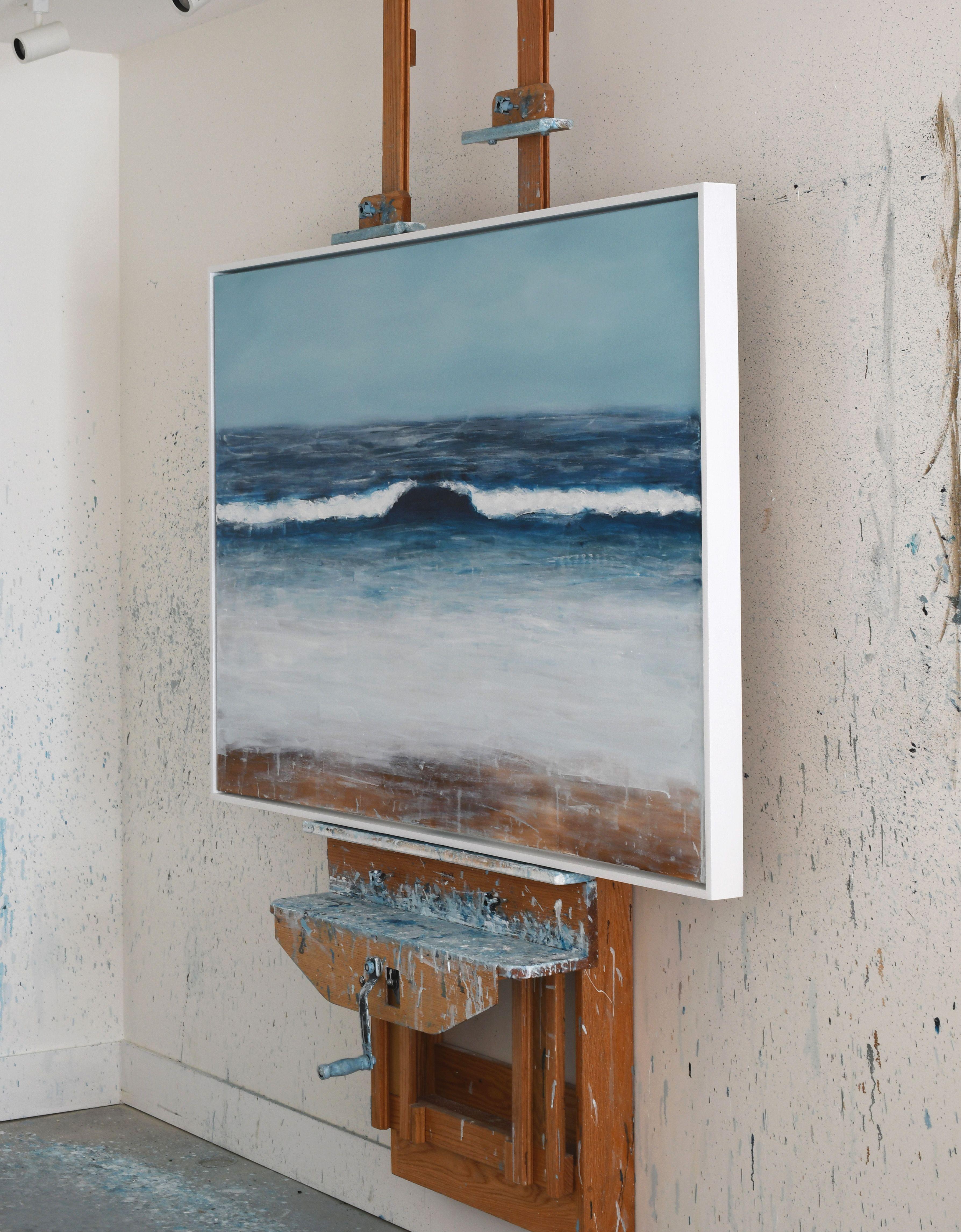 Original abstract seascape painting, inspired by the coastline of the Pacific Ocean.    Created using high quality oil paint on gallery wrapped, hand stretched and gessoed cotton canvas. The sides of the paintings are finished as a continuation of