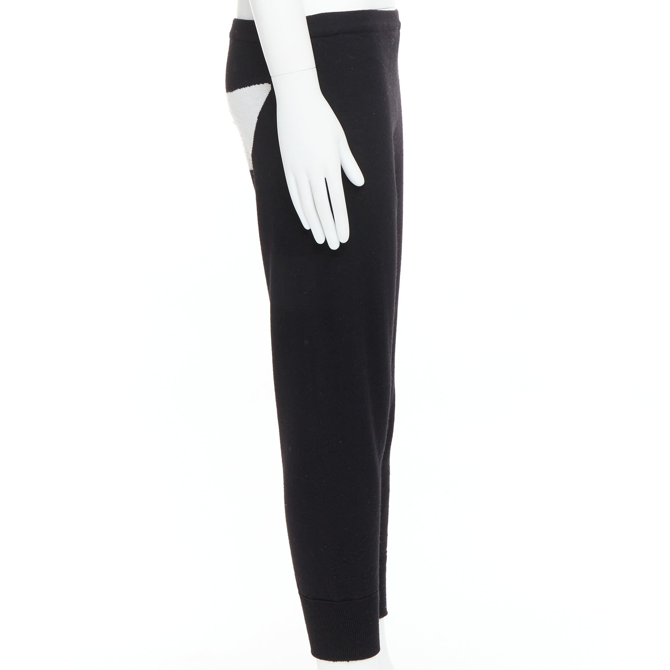 JEREMY SCOTT 100% Wolle schwarz Auge Intarsie stricken Jogger Hose S Damen im Angebot