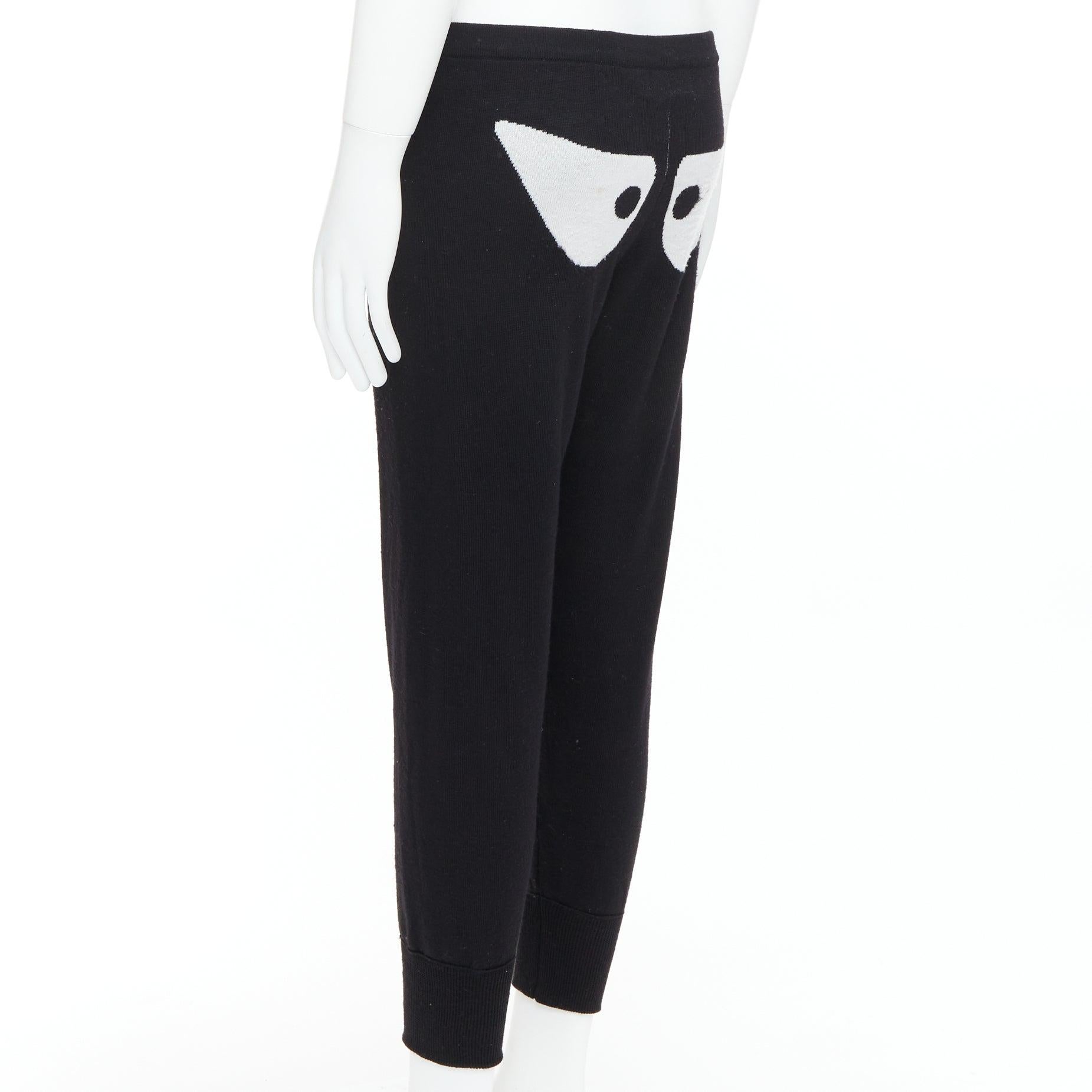JEREMY SCOTT 100% Wolle schwarz Auge Intarsie stricken Jogger Hose S im Angebot 1