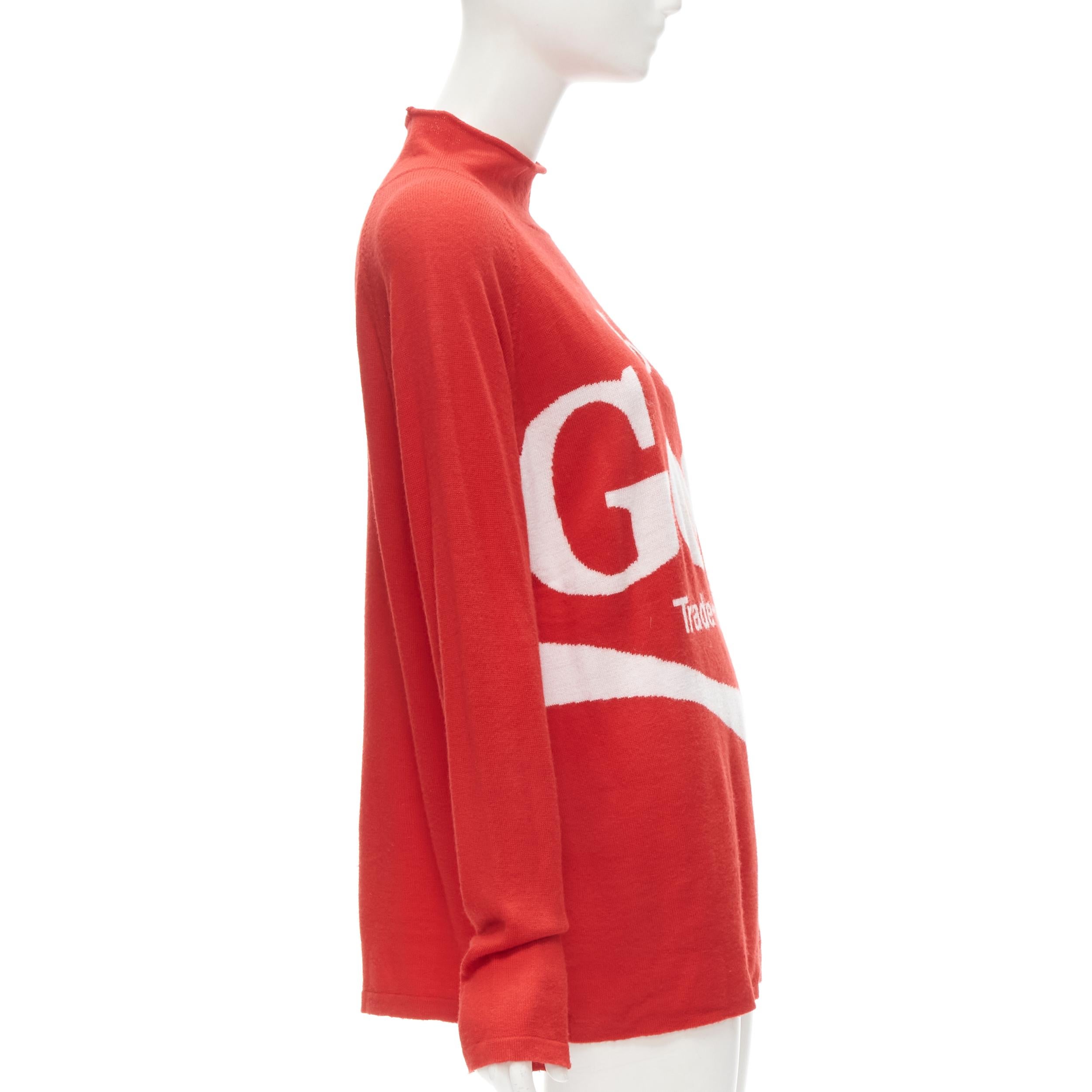 JEREMY SCOTT 2011 Vintage Enjoy God red roll neck oversized sweater M In Good Condition In Hong Kong, NT