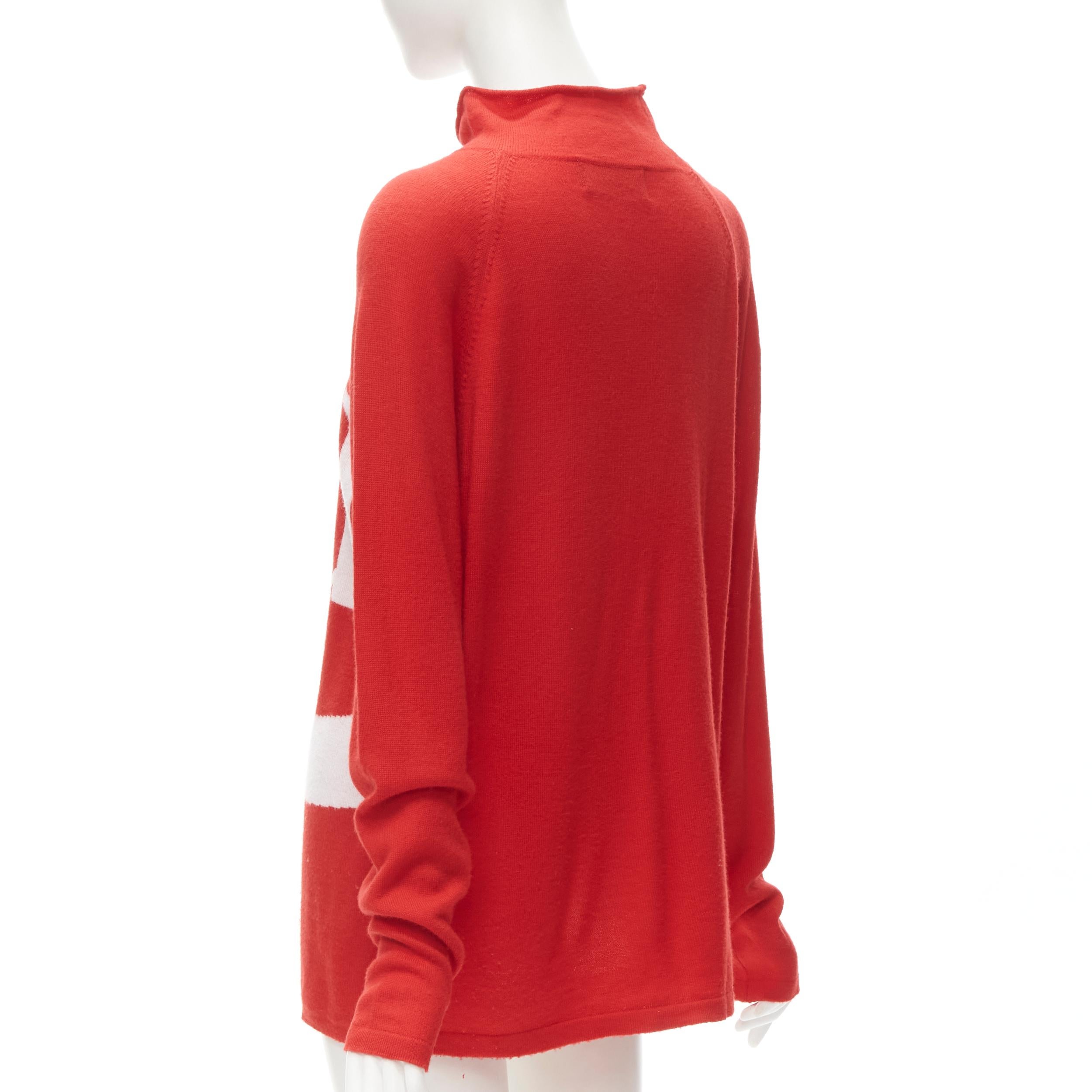 Women's JEREMY SCOTT 2011 Vintage Enjoy God red roll neck oversized sweater M