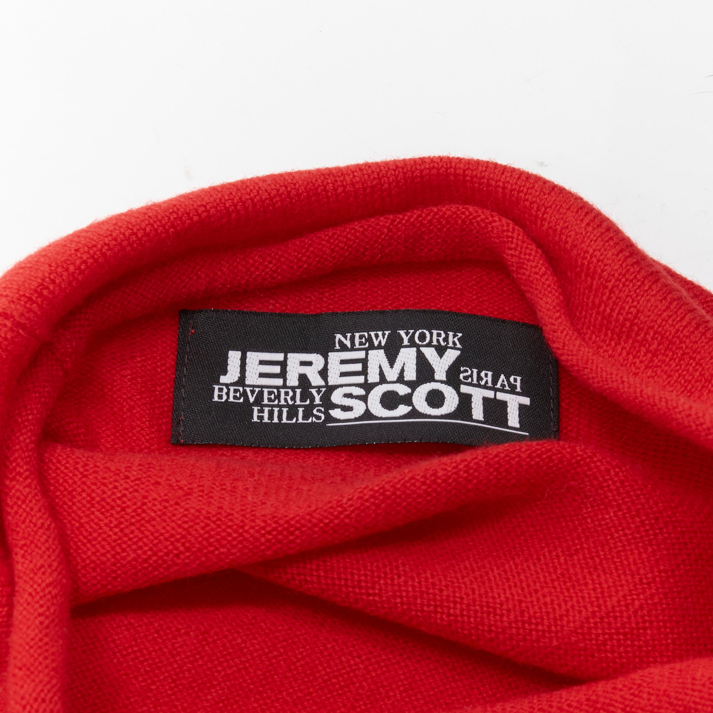 JEREMY SCOTT 2011 Vintage Enjoy God red roll neck oversized sweater M 4