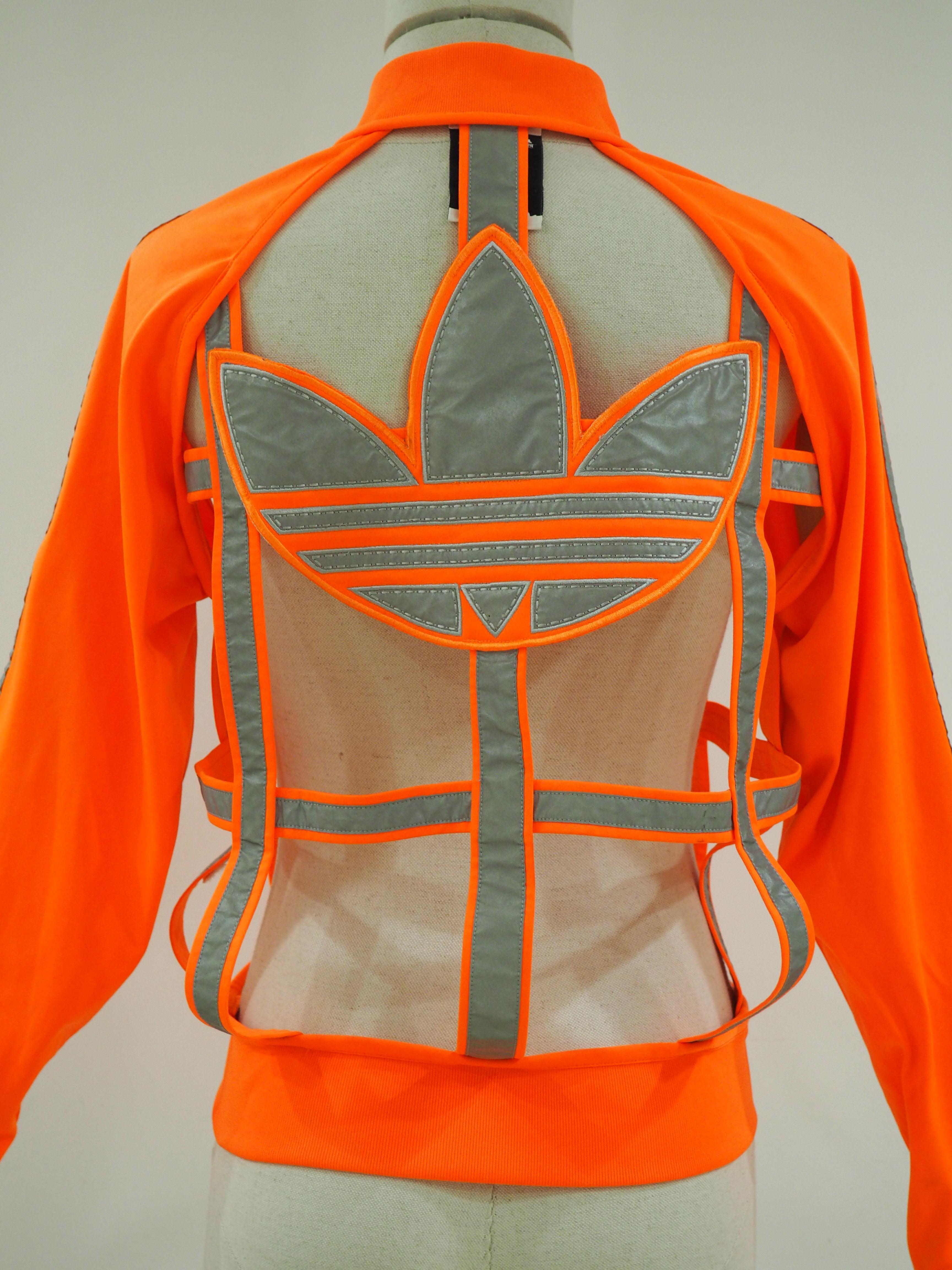 Jeremy Scott Adidas orange see through jacket In Excellent Condition In Capri, IT