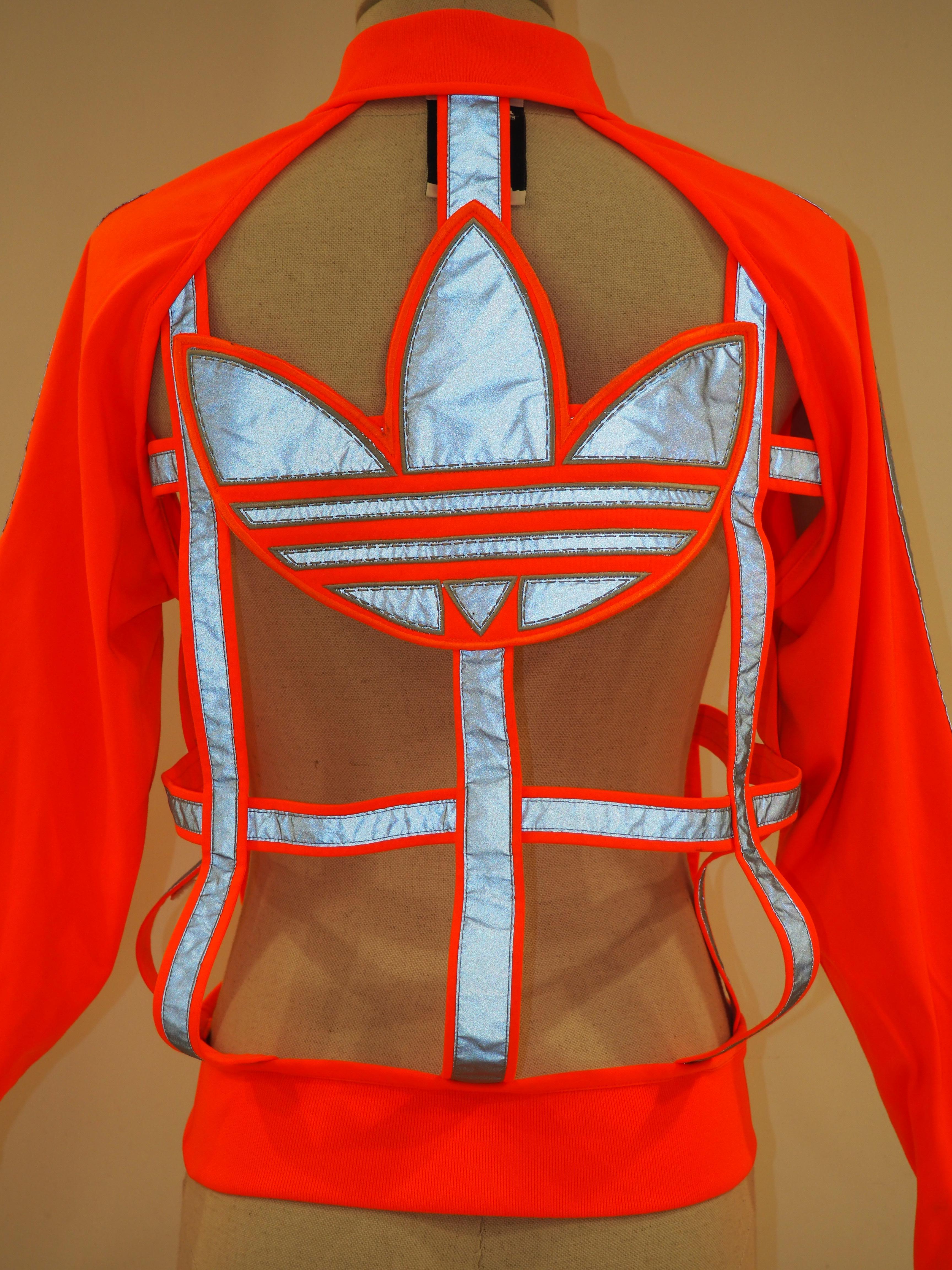 Women's or Men's Jeremy Scott Adidas orange see through jacket