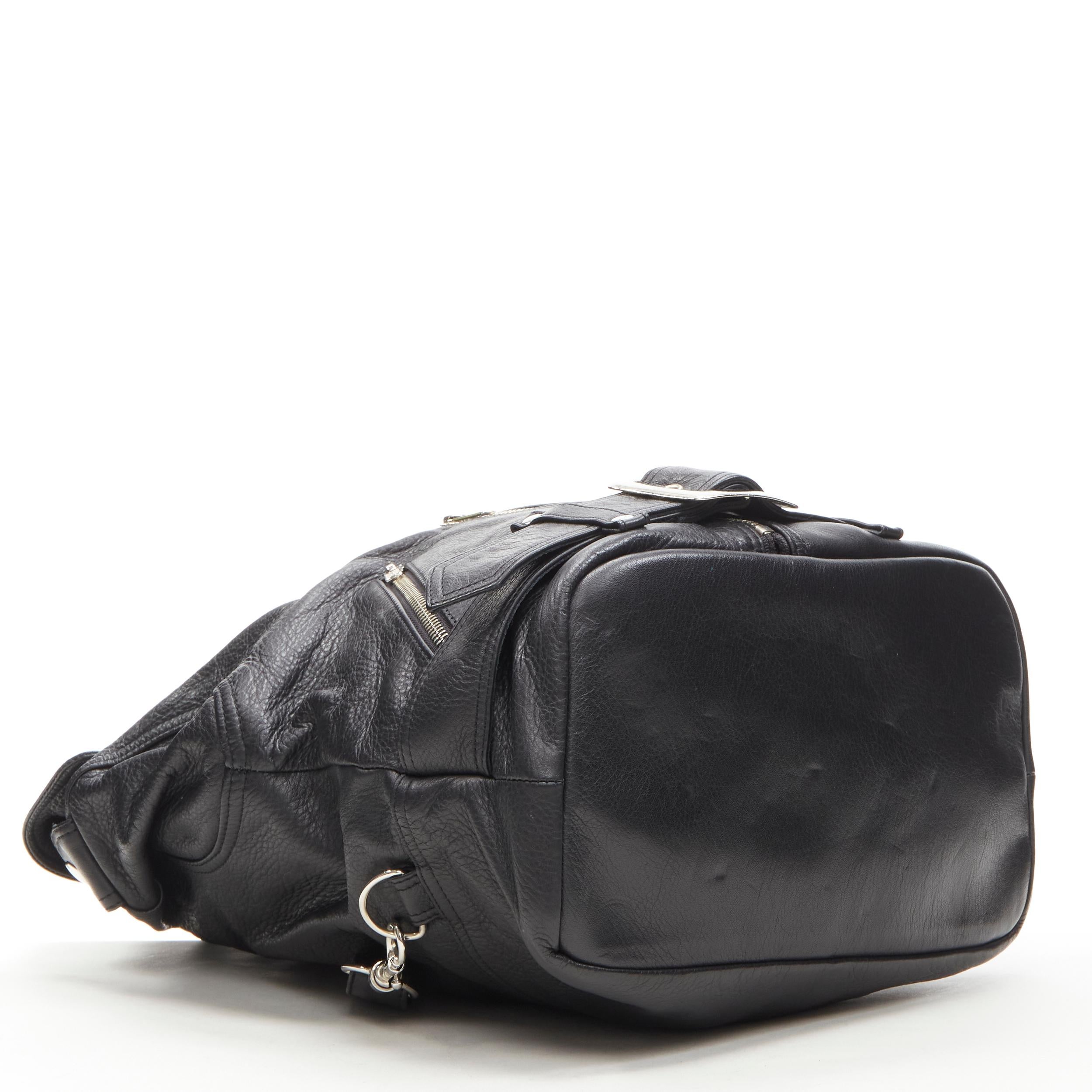 Black JEREMY SCOTT black leather biker jacket design bucket backpack bag