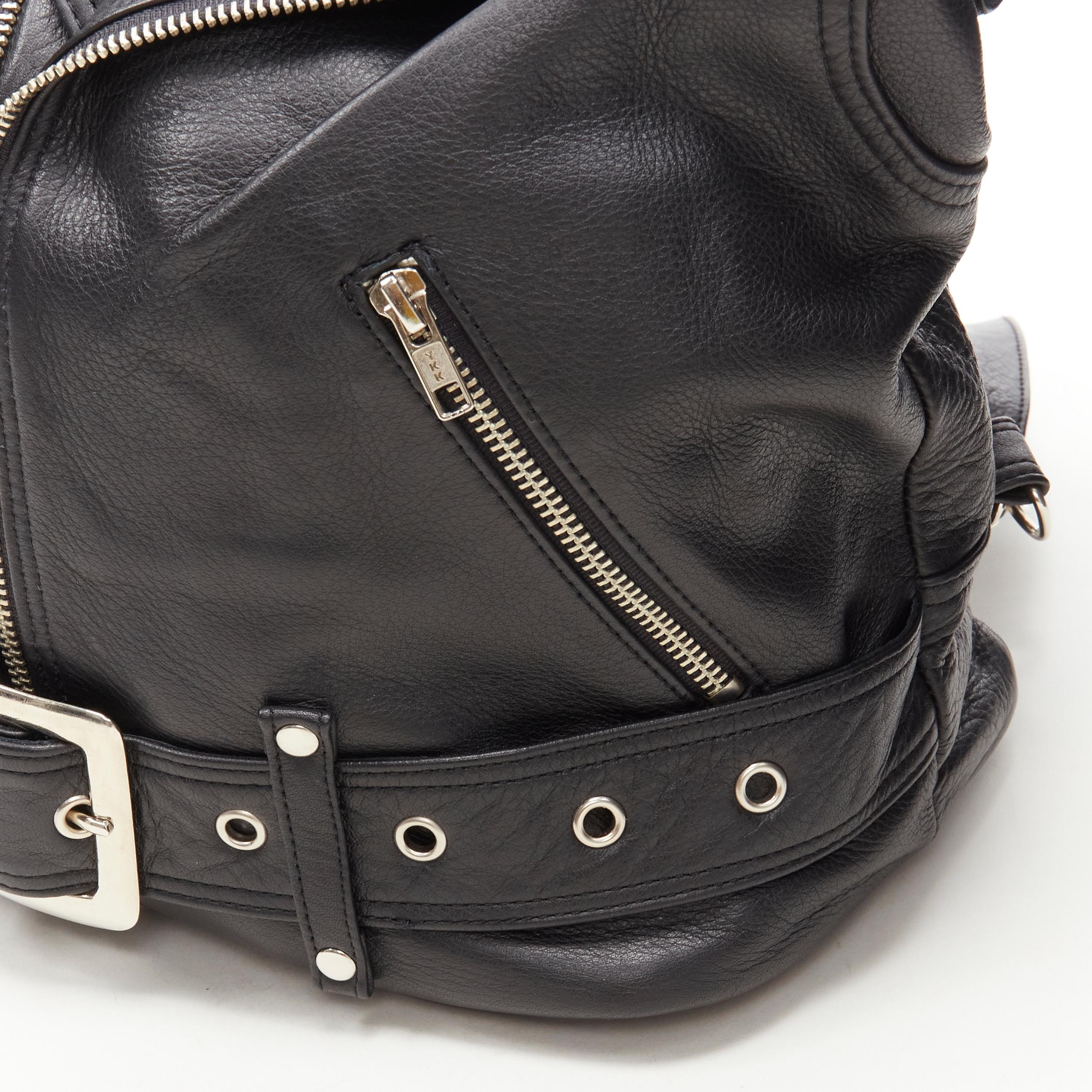 JEREMY SCOTT black leather biker jacket design bucket backpack bag 1