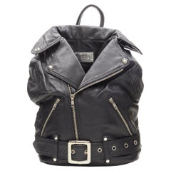 JEREMY SCOTT black leather biker jacket design bucket backpack bag