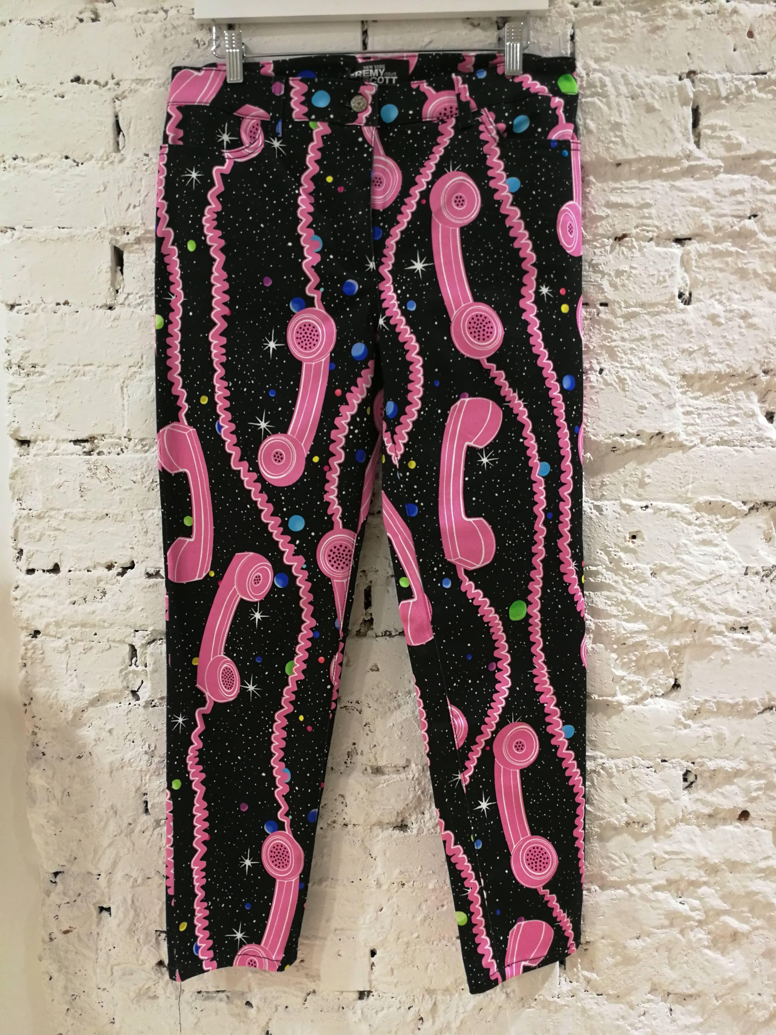 Women's Jeremy Scott Black pink telephone Trousers
