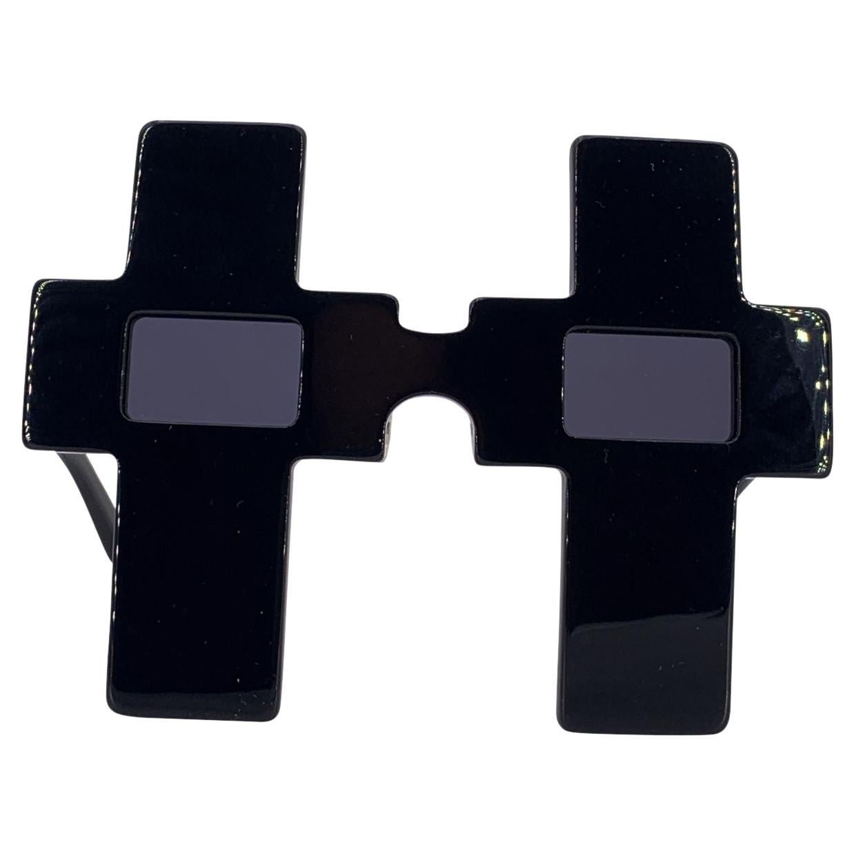 Jeremy Scott by Linda Farrow Occhiali da sole neri JS/Cross/1 140 mm in vendita