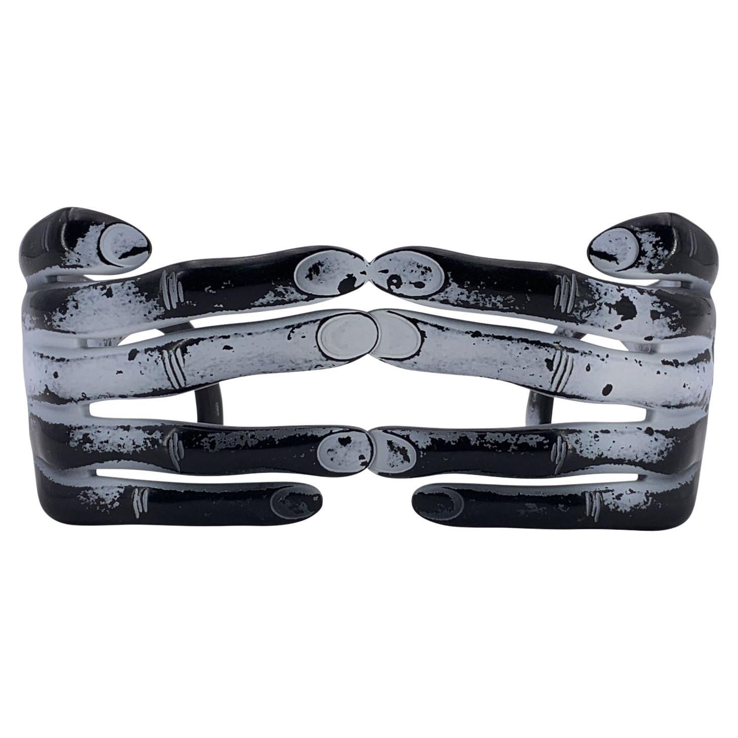 Jeremy Scott by Linda Farrow Negro Blanco JS/HANDS/6 Manos Gafas de sol