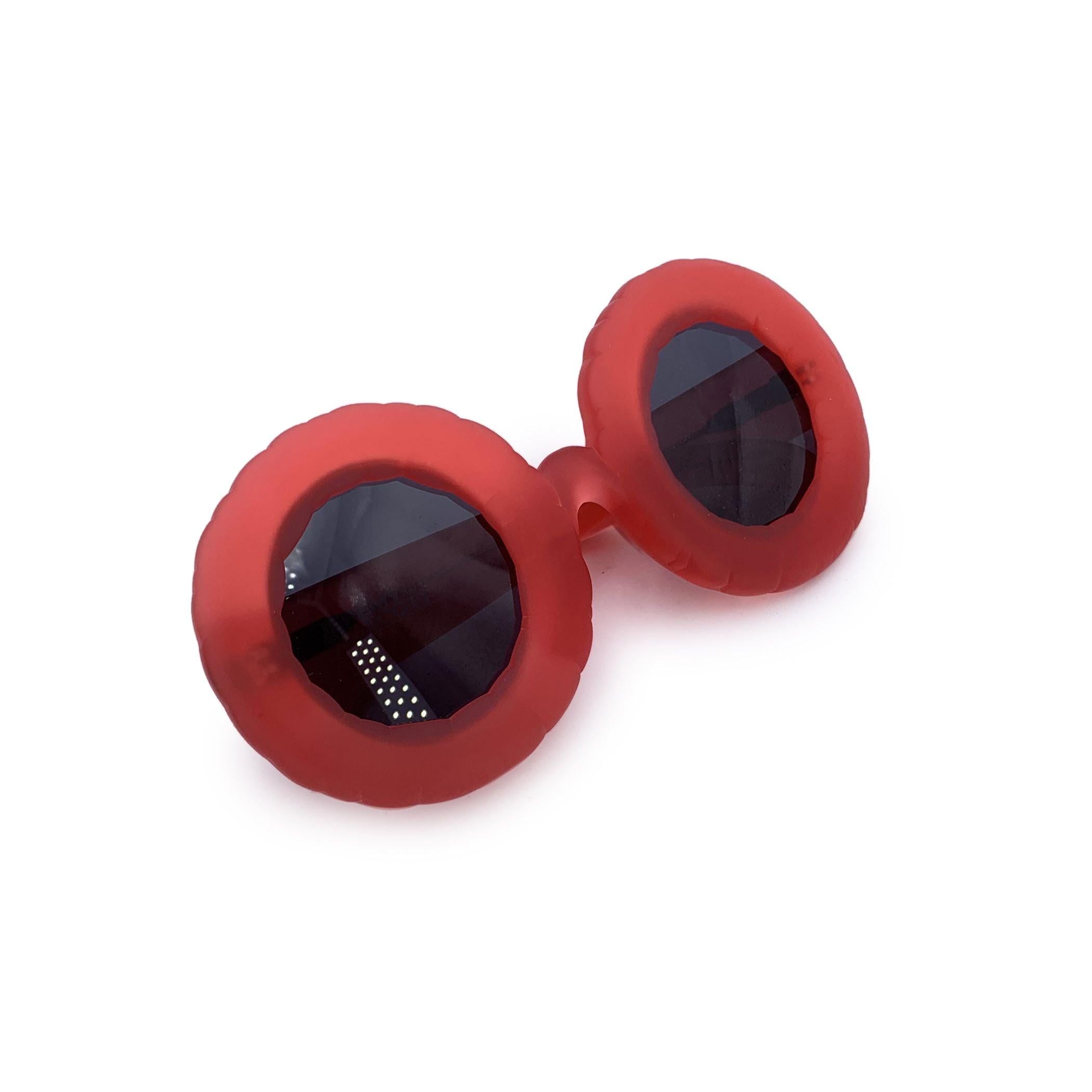 Brown Jeremy Scott by Linda Farrow Red Oversize JSPool/1 Sunglasses 145 mm