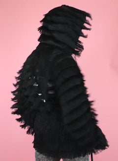 Jeremy Scott for ADIDAS Black Fringed Hoodie from SS2010 Size L