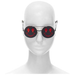JEREMY SCOTT LINDA FARROW JS/SMILE/3 rouge noir lunettes de soleil flip up teashade