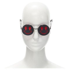 JEREMY SCOTT LINDA FARROW JS/SMILE/3 red black flip up teashade sunglasses