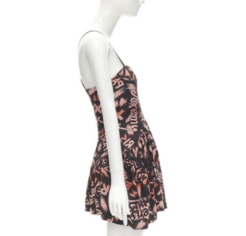 JEREMY SCOTT orange X-ray New York City Names strappy mini dress In Excellent Condition For Sale In Hong Kong, NT