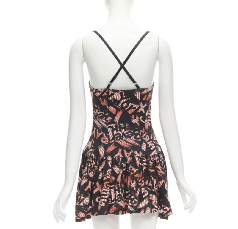 Women's JEREMY SCOTT orange X-ray New York City Names strappy mini dress For Sale