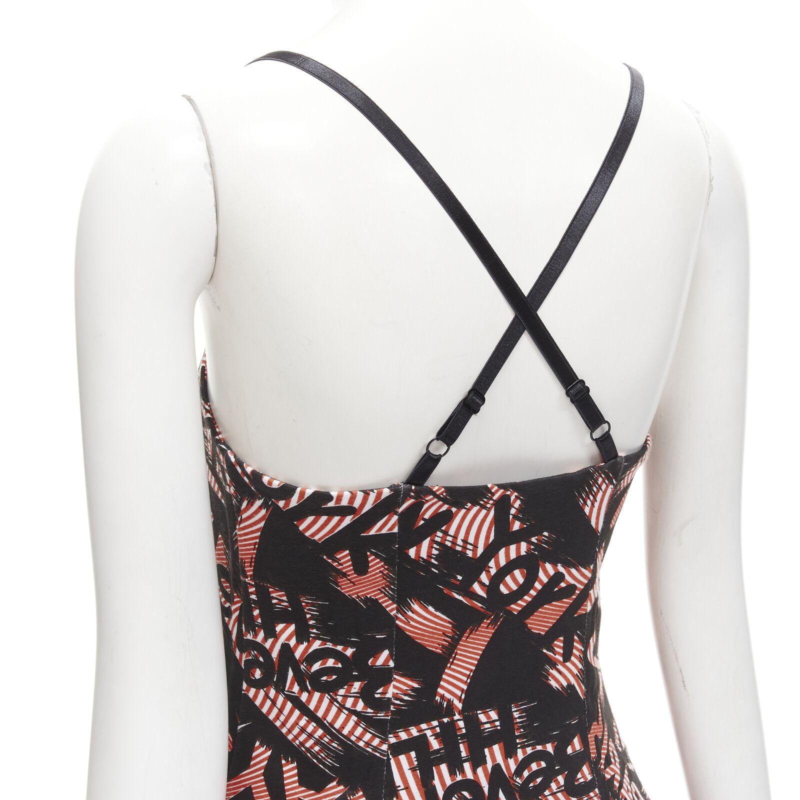 JEREMY SCOTT orange X-ray New York City Names strappy mini dress For Sale 2