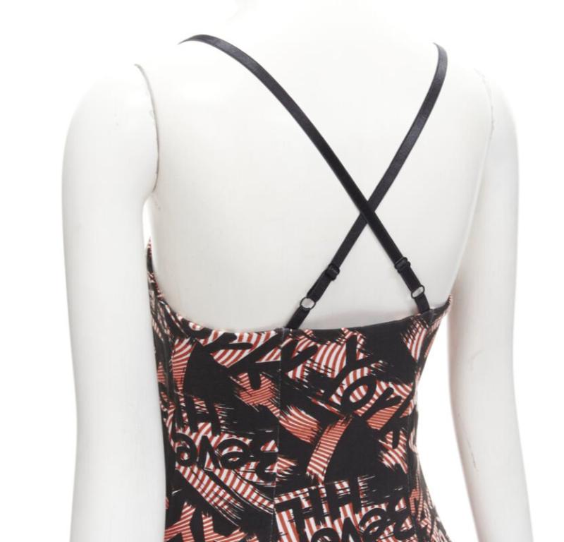 JEREMY SCOTT orange X-ray New York City Names strappy mini dress For Sale 2