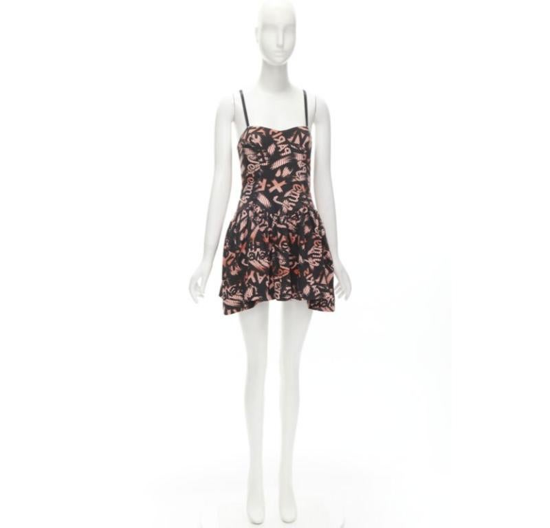 JEREMY SCOTT orange X-ray New York City Names strappy mini dress For Sale 4