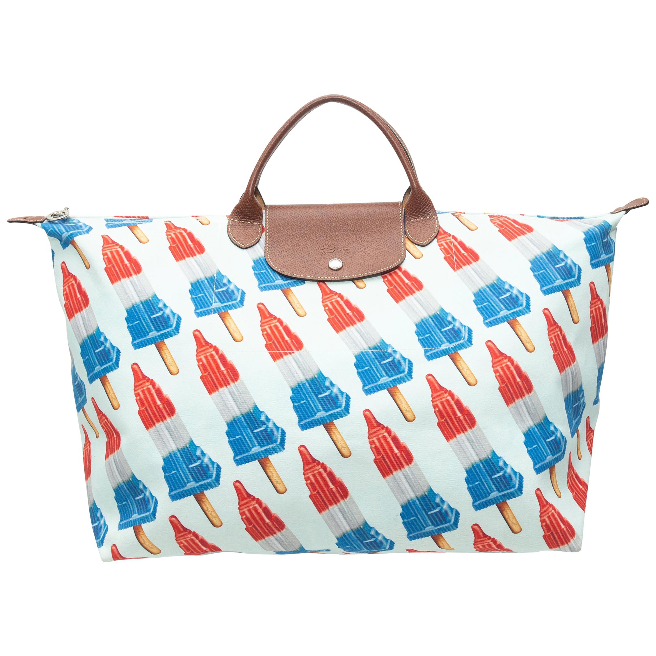 Jeremy Scott White & Multicolor x Longchamp Empire State Popsicle Print Bag
