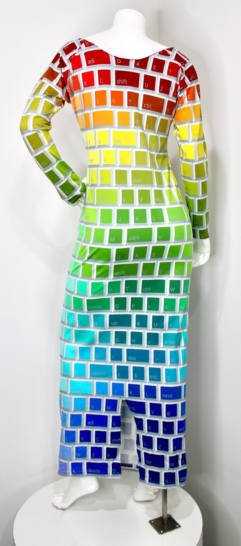 jeremy scott printed leather dress x Adidas Rainbow Grid Keyboard Print Maxi circa 2012 For Sale at 1stDibs Embroidered Flower