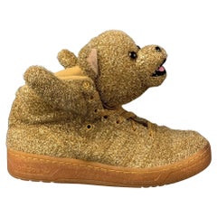 JEREMY SCOTT x ADIDAS Size 11 Tinsel Gold Metallic High Top Bear Sneakers