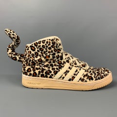 JEREMY SCOTT x ADIDAS Size 12 Beige Black Orange Animal Print Fabric Sneakers